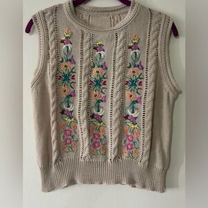 West Fade Embroidered Knit Sleeveless Top